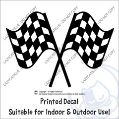 Racing Flags Finish Line Decal Sticker Printed DieCut Black White Checkered Flag