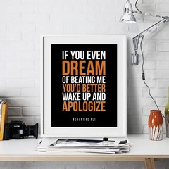 Muhammad Ali Inspirational Wall Art Print Motivational Quote Poster Decor Gift