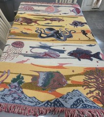 Goodwin Weavers Decorative Throw Blanket ocean Fish Grouper Octopus 1994 Beach