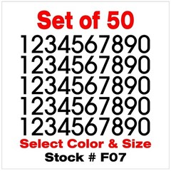 0 9 Numbers Vinyl Sticker Decals Outdoor Quality Many Uses – Set of 50 STK#F07