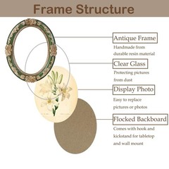 Vintage Picture Frames 4×6 Oval Green Antique Ornate Picture Frames with Embo…