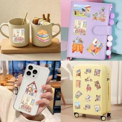50Pcs Vintage Stickers,Waterproof Transparent PET Aesthetic Decorative Sticker S