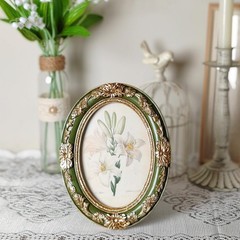 Vintage Picture Frames 4×6 Oval Green Antique Ornate Picture Frames with Embo…