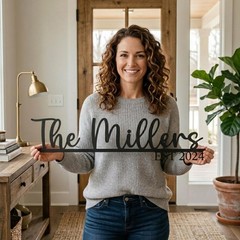 Custom Family Name Metal Sign, Personalized Last Name Wall Decor