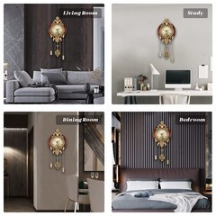Dia 9-inch Retro Style Vintage Wood Indoor Wall Clock with Swinging Pendulum …