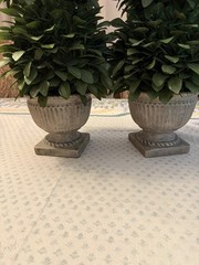 ❗️💢 2 —21’ Artificial Boxwood Topiary Trees Pair in Planters, Classic Decor