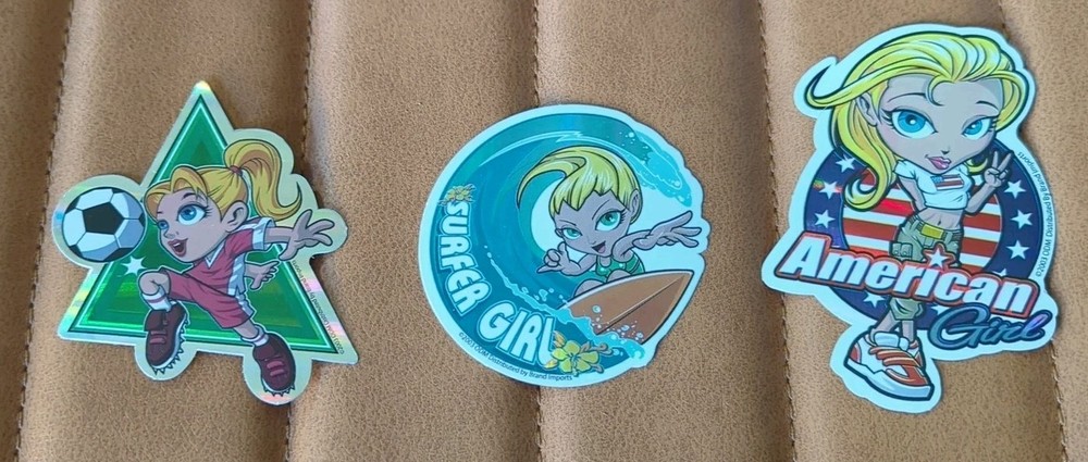 2003 Y2K ODM Brand Imports Holographic Foil Girl Power Vending Sticker Lot of 3