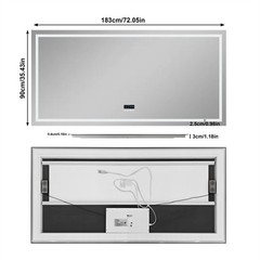 Rectangular M-XXXL Bluetooth LED Bathroom Mirrors Fogless Dimmable Horizontally
