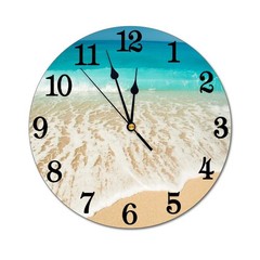 9.8 Inch Sea Beach Wall Clock, Silent Non Ticking Summer Ocean Theme Round Clock