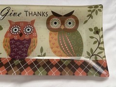 Hobby Lobby Autumn «Give Thanks» Decor Tray Owls 14 1/4″L X 6″W X 1″H.