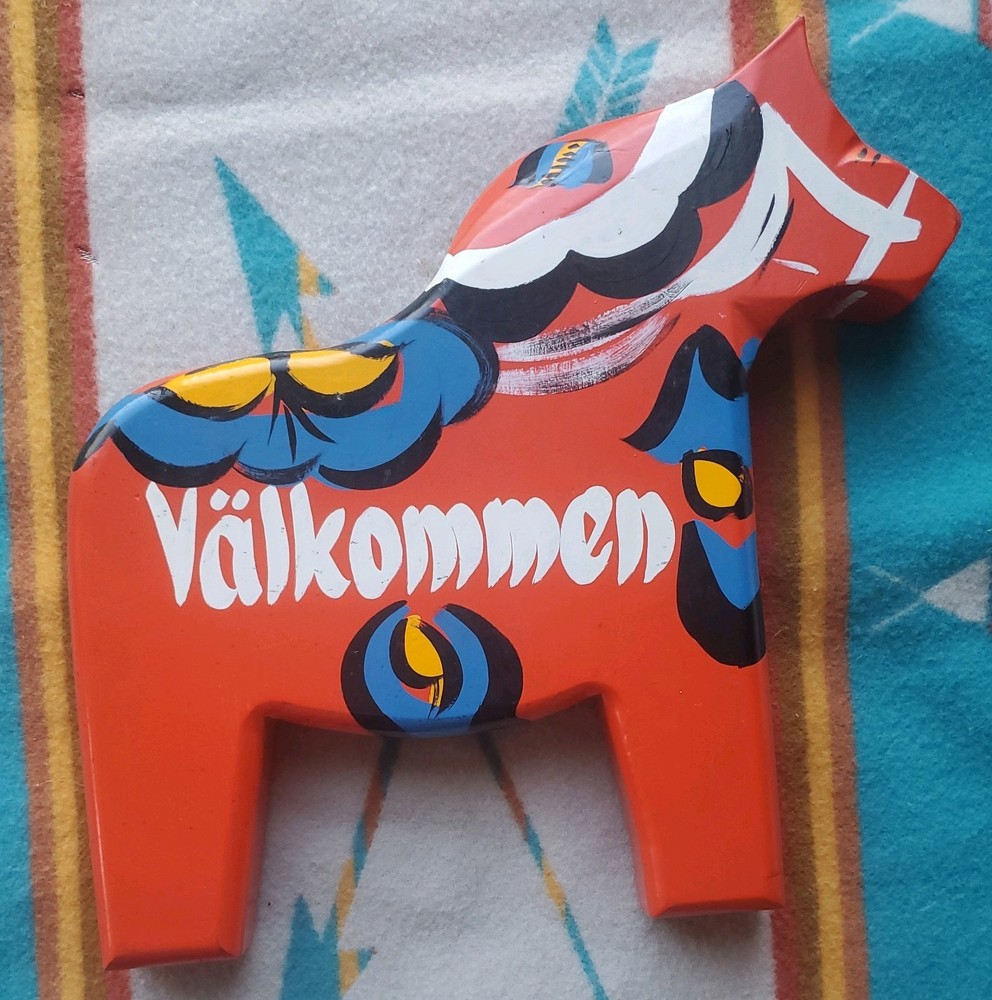 Swedish Dala Horse Sign-Valkommen/Anderson- 14 x 15 inches-Large