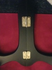 4 Black Wood Plate Holders 6″