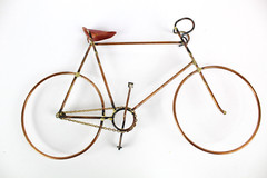 Vintage Handmade Copper Bicycle, Bike Hanging Wall Sculpture, Art 11.75″ x 7″