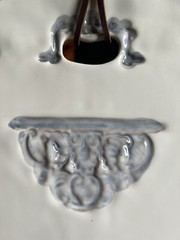 NEW Anthropologie Ceramic Ivory & Gray Oval Tray Decorative Hang Food 17″x9″.25