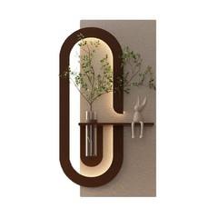 Adjustable 3-Color LED Sandstone Wall Decor with Simulated Green Plants,Hallway