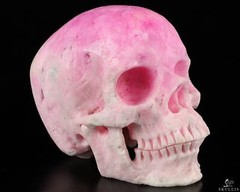 5.1″ Pink Aragonite Carved Crystal Skull,Super Realistic, Crystal Healing