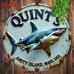 Shark Fishing Amity Island Metal Sign Vintage Coastal Beach House Decor