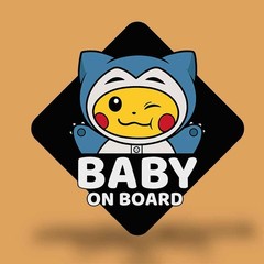 Pikachu in Snorlax Suit Decal | Cute Pokémon Baby on Board Car Sticker | Anime