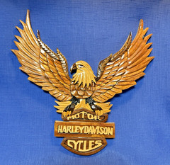 * Harley-Davidson Motorcycles Wooden Eagle Wall Hanging Gameroom Bar Garage