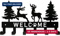 Key Holder for Wall, Black Metal Deer Tree Style Decoration Key Hook Wall Mount