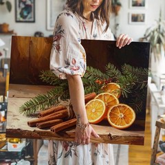 Rustic Cinnamon & Orange Christmas Canvas Warm Holiday Still Life Art Wall Art