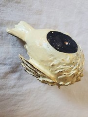 Resting Bird Statue Shabby Chic Distressed Ivory-Colored Resin Matte