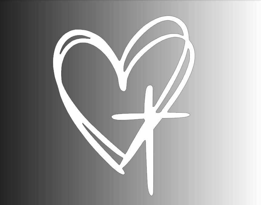 Heart Cross Die Cut Window Sticker Decal – Multiple Colors