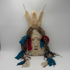Vtg Mixed Media Folk Art Wall Mask Shaman Tribal Bohemian Decor 31″ Named Willie