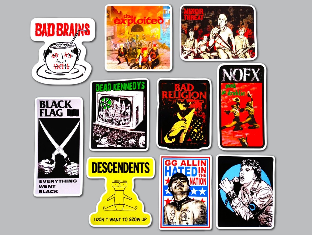 Punk Vinyl Sticker Lot (10 Stickers) SET 28 nofx bad brains religion germs rock