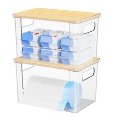 Riian Trash Bag Dispenser Holder, Stackable Garbage Bag Holder with Bamboo Li…