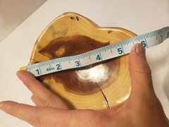 Carved Wood Round Catch-All Dish Bowl Stand Pedestal Freeform 6×4″ Asymmetrical