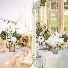 FoldTier 108 Pcs Artificial Flowers in Vase 96 Pcs Faux Greenery Stem Table C…