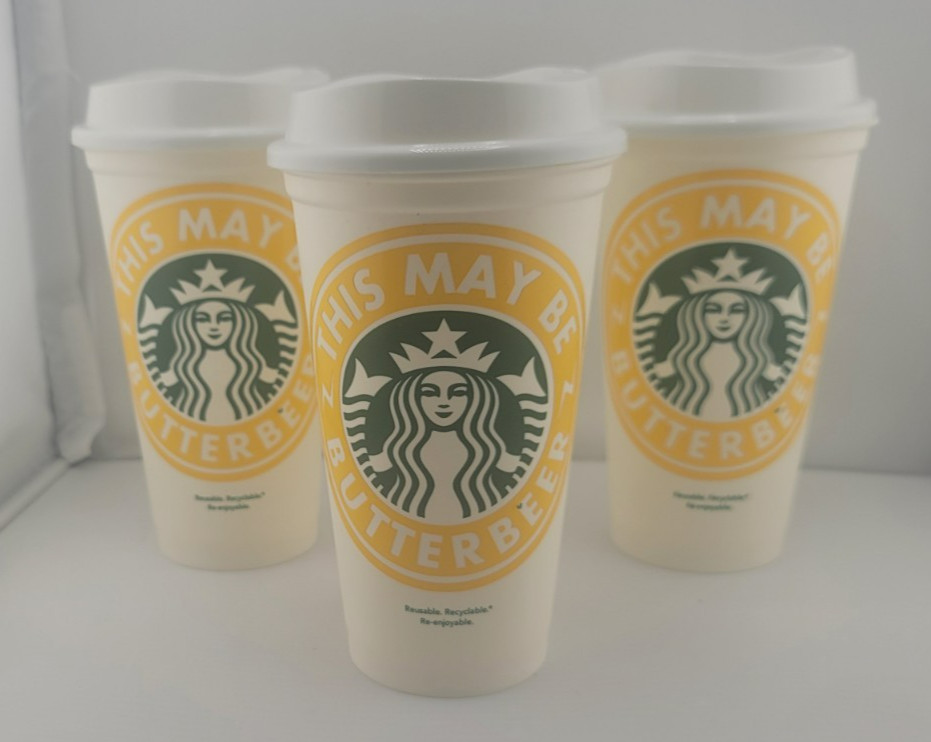 Starbucks Reusable Coffee Cup in Yellow – This May Be Butterbeer with Lid