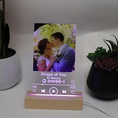 Custom LED Music Photo Plaque – Personalized Song Night Light Gift for Couples