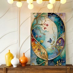Wall Art Abstract Butterfly Floral Tree Branches Stained Glass Style Home Decor