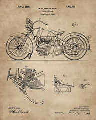 4 Harley Davidson Patent Art Prints 8×10 in. Wall Decor – Great Gift for Bikers