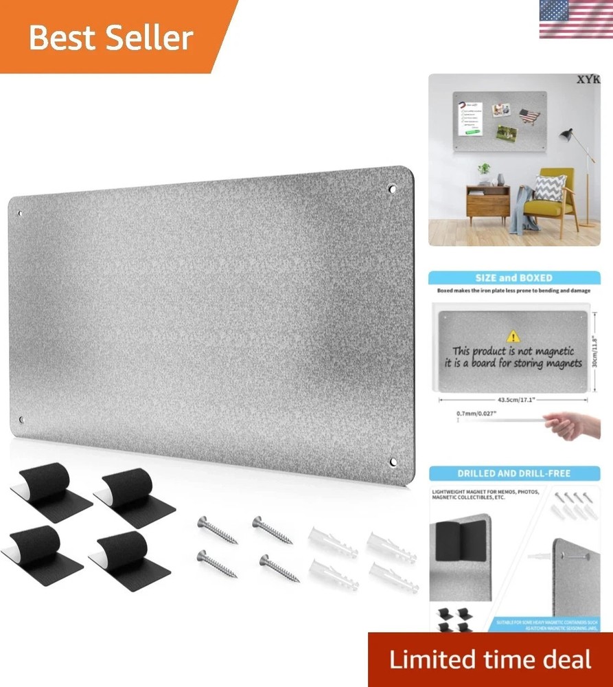 17.7″ x 11.8″ Metal Magnetic Board – Magnet Bulletin Board to Display Magneti…