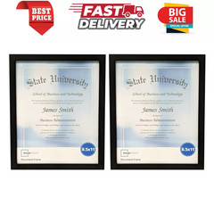 (2-Pack) 8.5×11 Document Picture Frame Certificate Wall Home Office Decor, Black