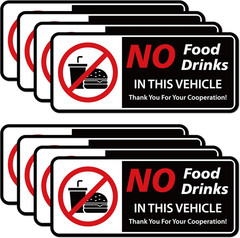 8 PCS No Food or Drink Allowed Sticker Sign, Self Adhesive Durable Vinyl No Eati