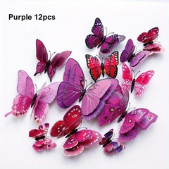 12pc 3D Butterfly Wall Decor Stickers DIY Magnetic Decals Room Party Decorations