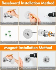 2 Pack Magnetic Door Stoppers – Durable Stainless Steel, No Drilling Required