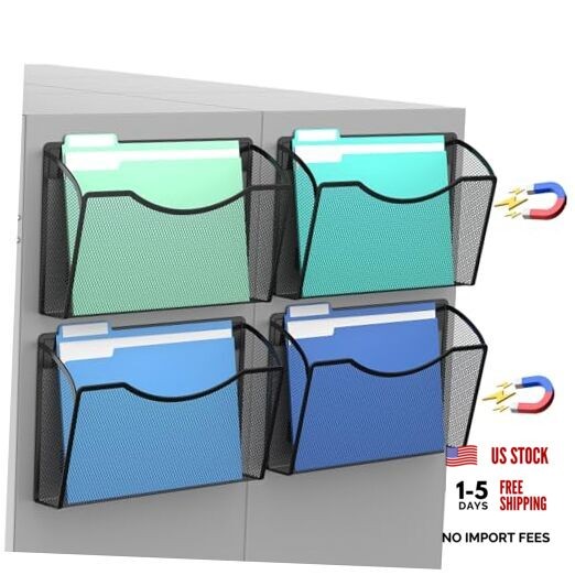 Magnetic Wall File Folder, No Drilling Hanging Metal Document Paper Mail 4