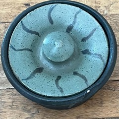 Art Studio Pottery Ceramic Lidded Pot Gray & Green Signed By Artist