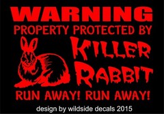 Funny Killer Rabbit Decal Warning Run Away Monty Python vinyl car sticker