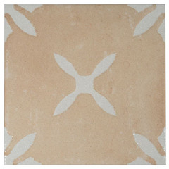 Palmera 9 In. X 9 In. Matte, Glossy Terracotta Beige Porcelain Floral Square Til