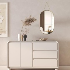 Lightweight 16×9.2 inch Gold Oval Mirror – Polished Finish & Easy Installation