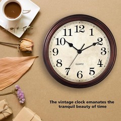 HYLANDA Wall Clock, 9 Inch Silent Non Ticking Classic Battery Operated Clocks, D