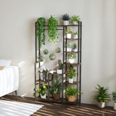 Large Plant Stand Display Rack Stand Bookshelf Storage Shelves with Hanging Rod