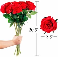 20× Red Silk Roses Artificial Flowers Realistic Bouquet Home Decor Romantic Gift