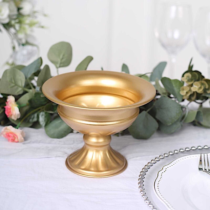 2 Gold 4 in Mini Compote VASES Wine Goblet Style Flower Pedestals Pots Events
